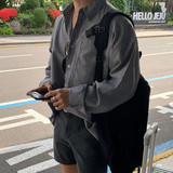 韩版宽松长袖条纹衬衣男潮流bf很仙的衬衫百搭港风上衣3405P45特，男装衬衫，星座710