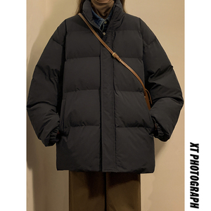 美式复古棉服男士秋冬季2024新款百搭面包服外套纯色高级感上衣服图片