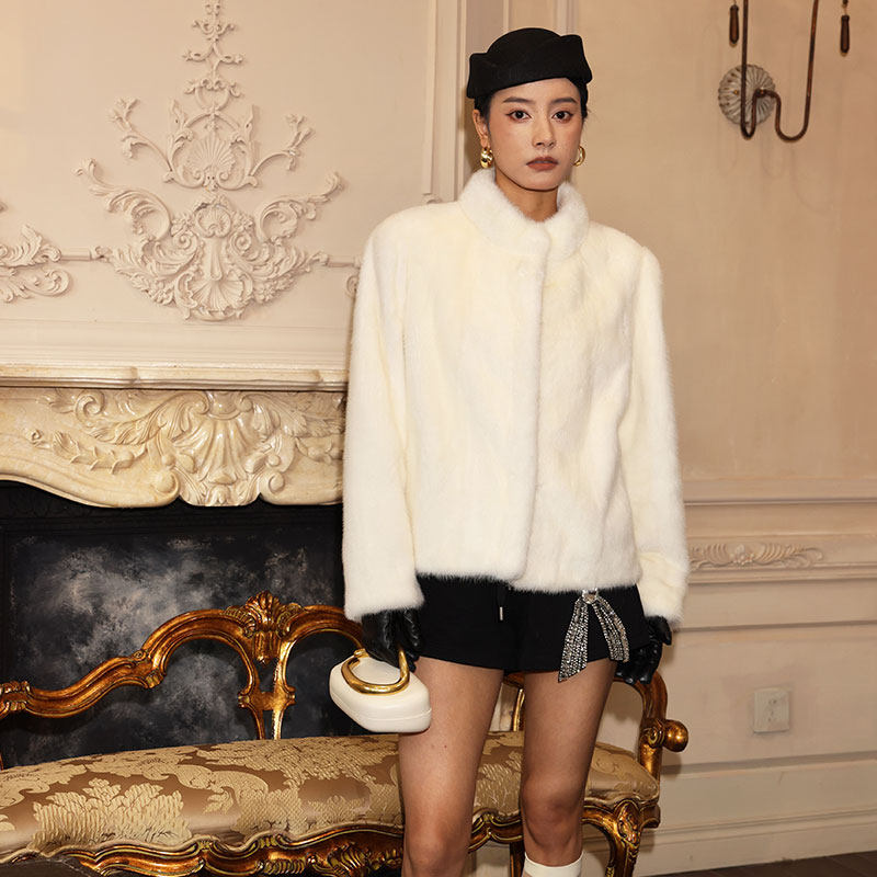 茉萱 蔷薇梦境 进口水貂外套立领短款貂皮大衣简约气质时尚秋冬女,女装/女士精品,皮草,淘宝优惠券,粉丝福利购,淘宝优惠卷