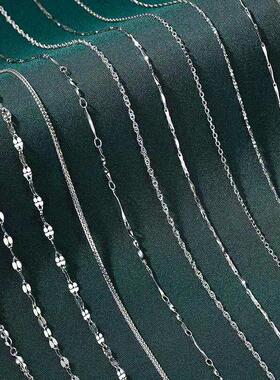 S925纯银项链女盒子水波链轻奢满天星配饰十字链锁骨针式项饰配链