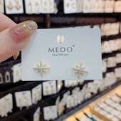 S925银针精致微镶锆石幸运八芒星耳钉韩国设计感简约百搭小巧耳环