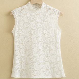女上 无袖 2026春秋新款 套头立领镂空蕾丝花边背心女内搭吊带打底衫