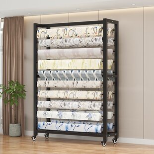 移动纺织面料展示架色卡挂布卷陈列架货架桌布料展架落地推拉架子