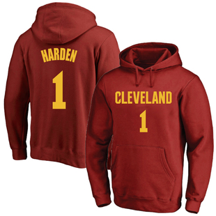 克利夫兰骑士1号詹姆斯哈登球衣训练服篮球运动帽衫连帽套头卫衣
