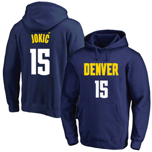 掘金15号约基奇球衣训练服加厚保暖套头卫衣篮球运动帽衫