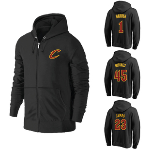 骑士哈登米切尔詹姆斯乐福欧文JR史密斯球衣拉链卫衣连帽开衫外套