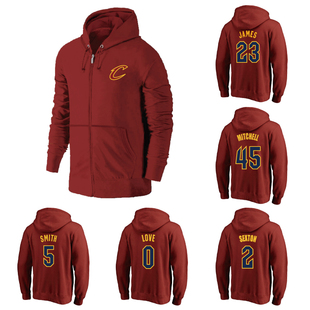 骑士米切尔加兰詹姆斯乐福欧文JR史密斯球衣拉链卫衣连帽开衫外套