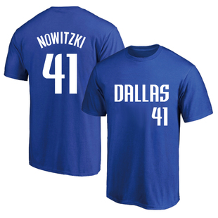 达拉斯小牛独行侠41号诺维斯基球衣训练服纯棉圆领短袖T恤半袖