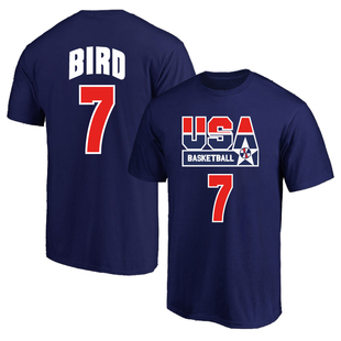1992年美国篮球梦之队7号大鸟拉里伯德球衣训练服纯棉短袖T恤半袖