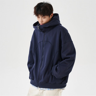 P68 二开秋冬日系无影墙纯色大码 V911 外套男 控98 宽松卫衣时尚