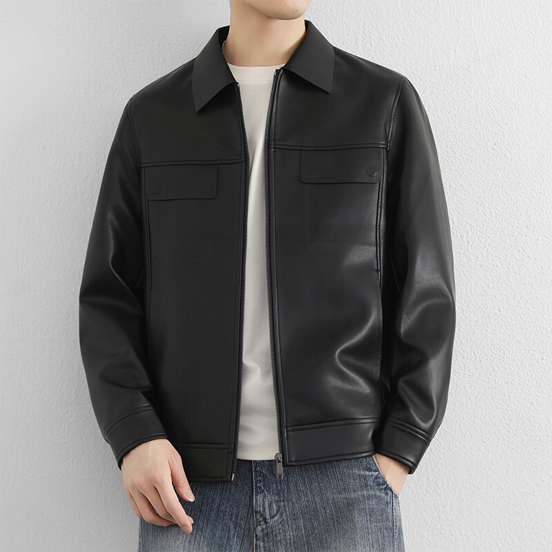 沈氏25下新款【加绒皮衣】DM3807号批168元-模特图加绒皮衣1