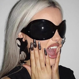 暗黑辣妹夸张大框墨镜万圣节跨境UV400太阳镜Fashion Sunglasses