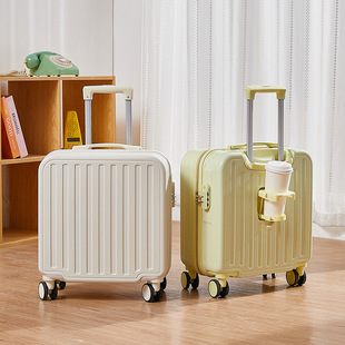 箱子 登机行李箱女18寸轻便多功能拉杆箱带杯架儿童可坐旅行箱密码