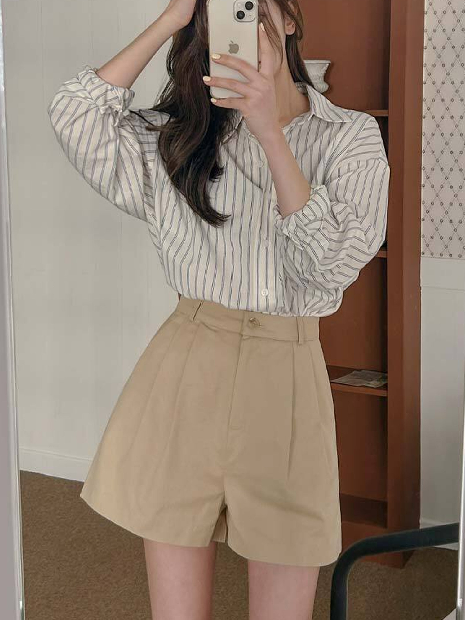 学院风卡其短裤女高腰设计感阔腿裤春季宽松休闲牛仔热裤小个子