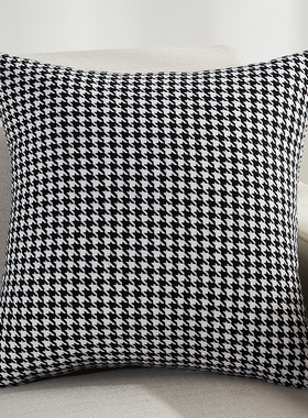 北欧沙发抱枕靠垫宾馆床上靠背床头靠枕可拆洗45千鸟格抱枕套大码