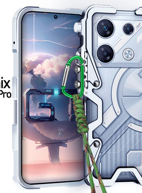适用于传音infinixGT10Pro金属边框式手机壳GT20Pro铝合金保护套note30VIP硬外壳NOTE40PRO+机械zero30防摔绳