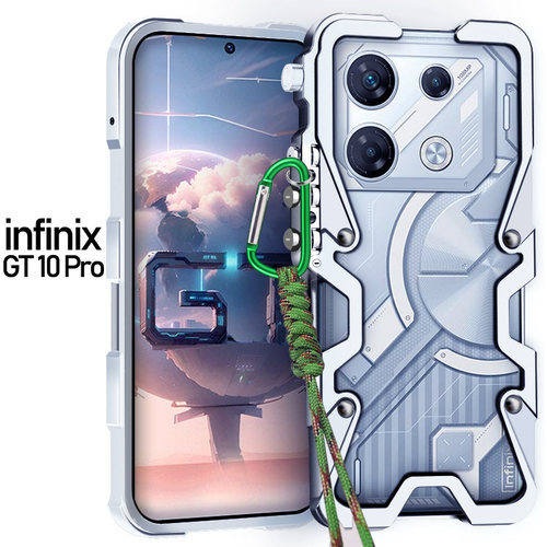 适用于传音infinixGT10Pro金属边框式手机壳GT20Pro铝合金保护套note30VIP硬外壳NOTE40PRO+机械zero30防摔绳