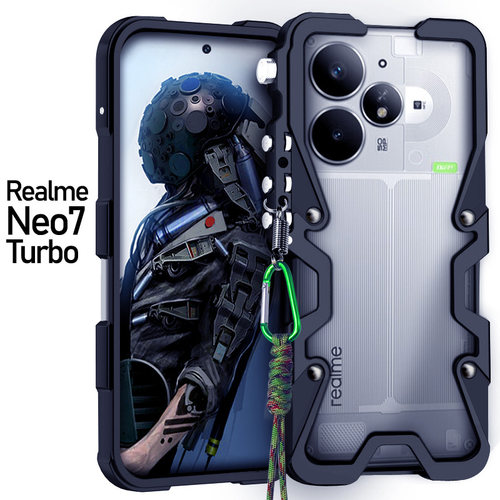 适用于Realme真我Neo7Turbo金属边框式手机壳防摔铝合金保护套挂绳包边中框硬外壳简约镂空透气散热加厚机械