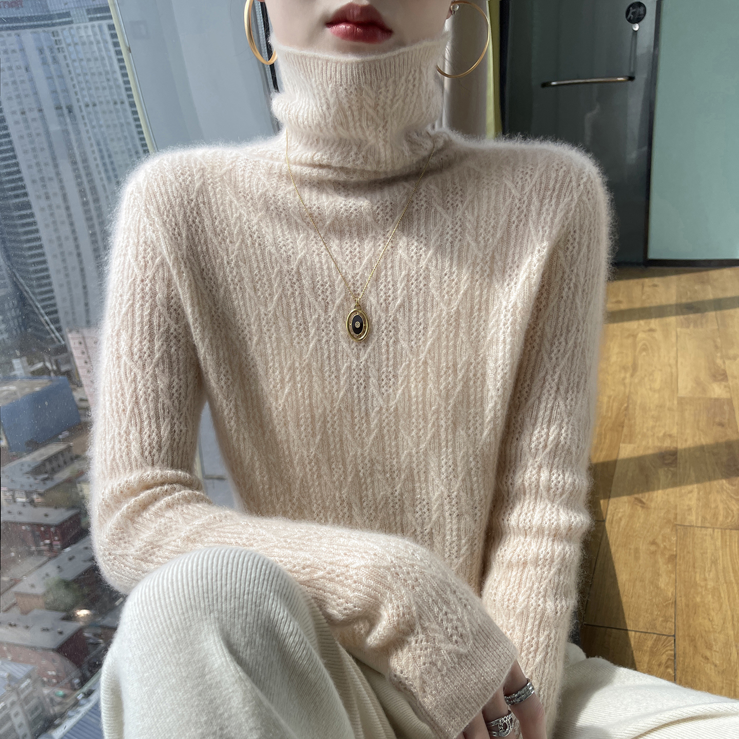 高领羊绒衫女100纯羊绒保暖毛衣