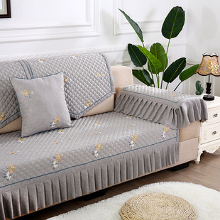 中式 加厚防滑皮沙发套罩布艺坐垫组合 通用现代简约欧式 沙发垫四季