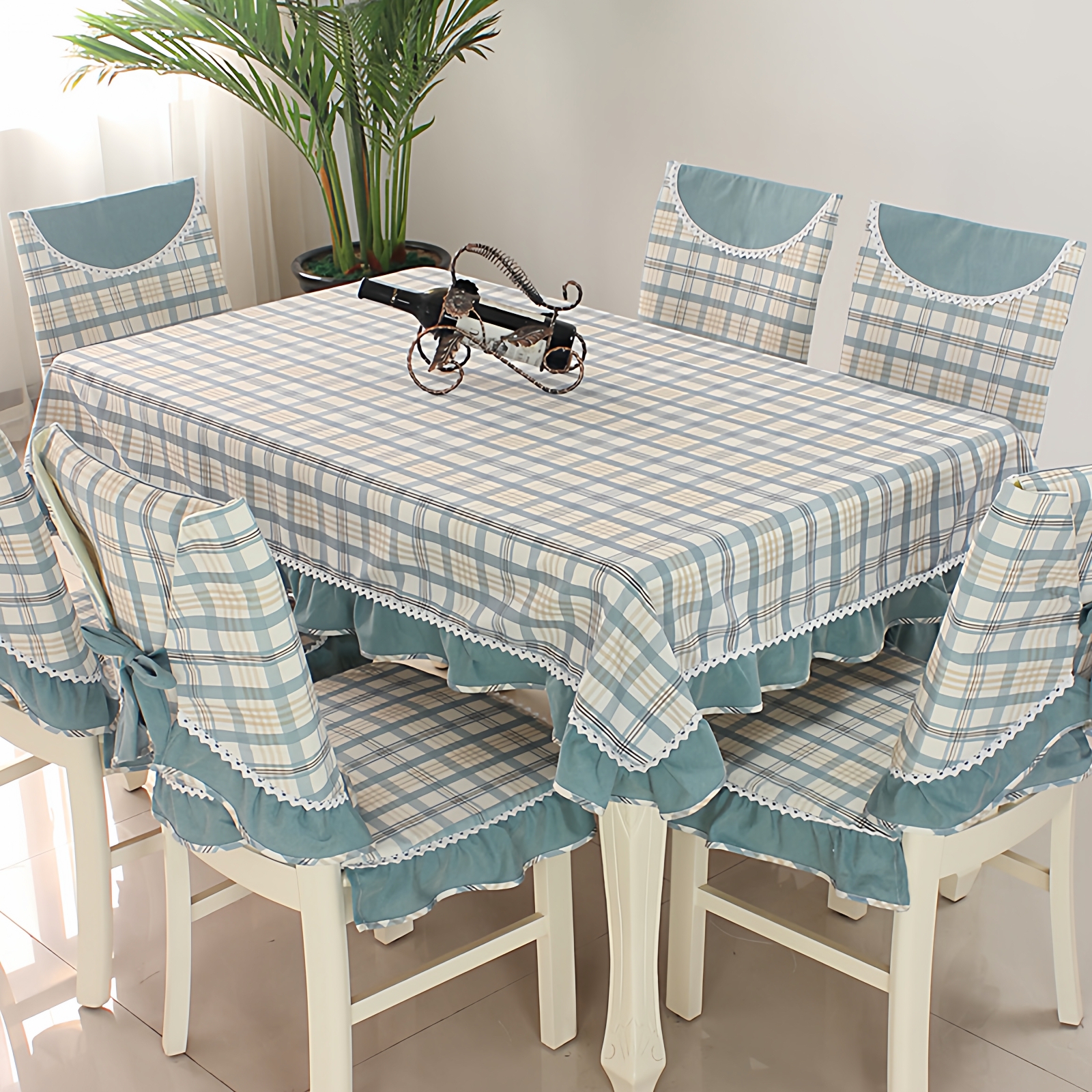 茶几桌布布艺长方形台布现代防水餐桌布椅垫餐椅套装家用椅子套罩