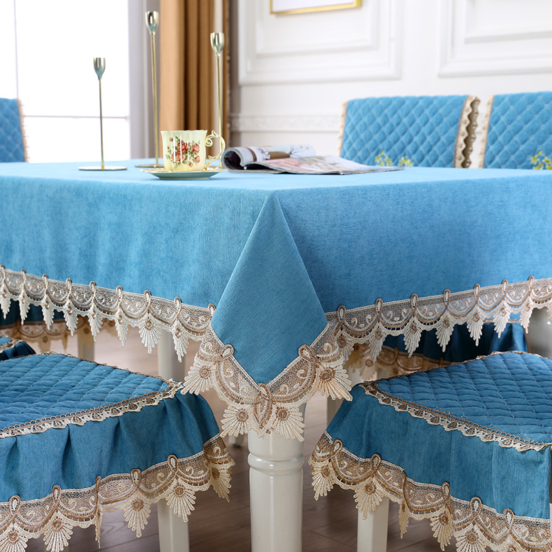 2021新款蕾丝刺绣餐桌椅子罩桌布坐垫台布椅垫子靠背一体通用