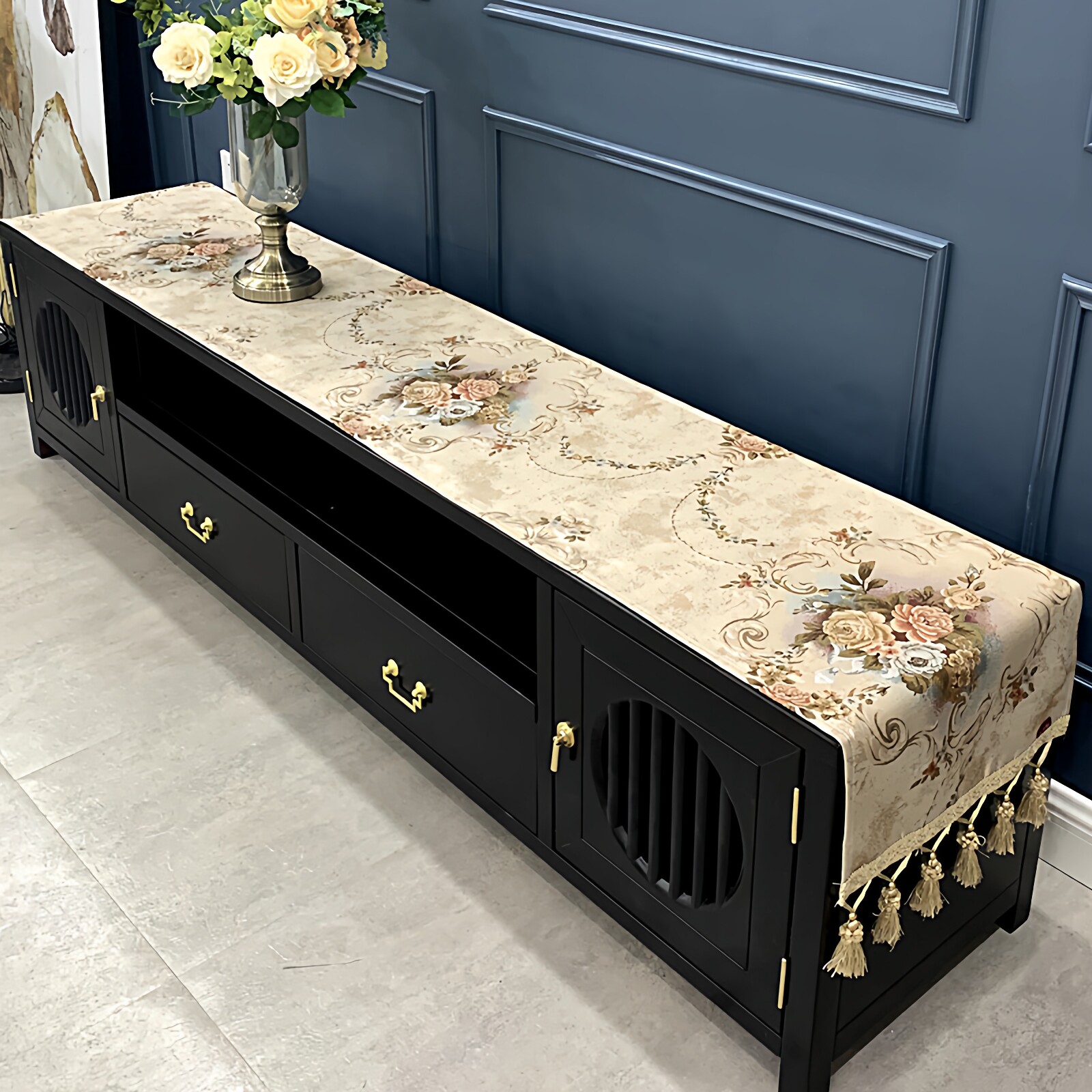 电视柜台布盖布桌布套长条防尘罩