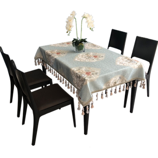 高档提花新中式桌布雪尼尔餐桌布茶几盖布欧式长方形圆桌台布奢华