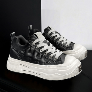 王鹤棣同款正品重奏系列帆布鞋男款女2025新款休闲板鞋厚底小白鞋