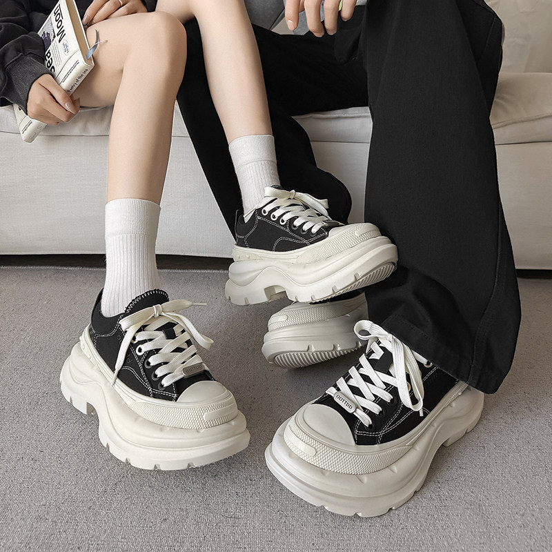 明星同款舒适厚底增高帆布鞋男女款2025新款情侣百搭休闲运动鞋
