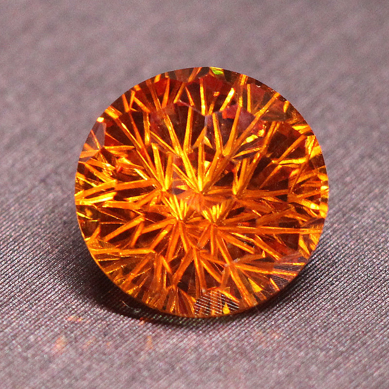 芬达石裸石圆形烟花切玫瑰切个性橙色宝石戒面女款首饰品克拉镶嵌