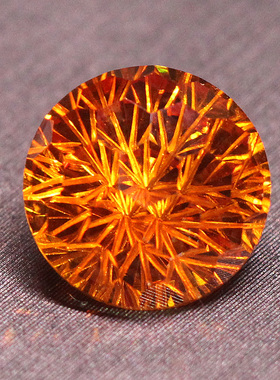 芬达石裸石圆形烟花切玫瑰切个性橙色宝石戒面女款首饰品克拉镶嵌
