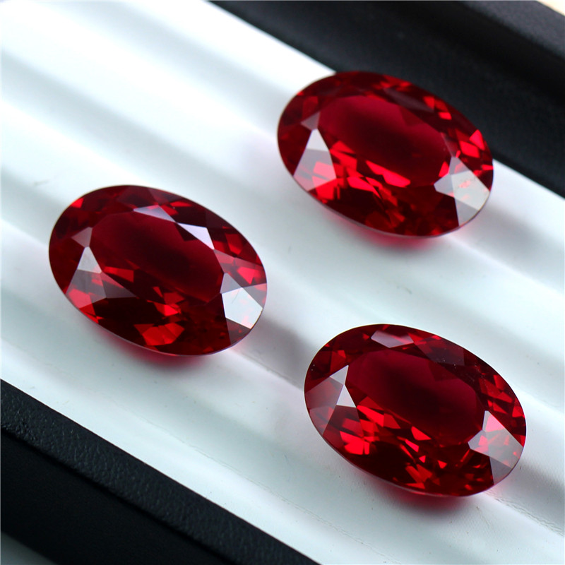 椭圆形红宝石RUBY天然宝石粉熔
