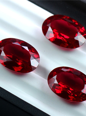 椭圆形红宝石RUBY培育彩色宝石裸石戒指吊坠两用款缅甸鸽血红彩宝