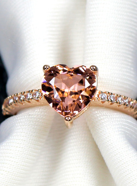 摩根石女925纯银镀18K金轻奢戒指