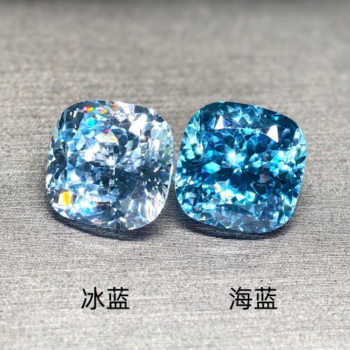 高精切正方形海蓝宝裸石培育宝石