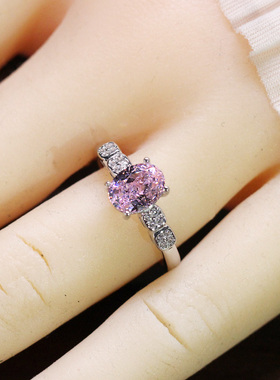 冰花切粉钻石戒指925纯银度白金