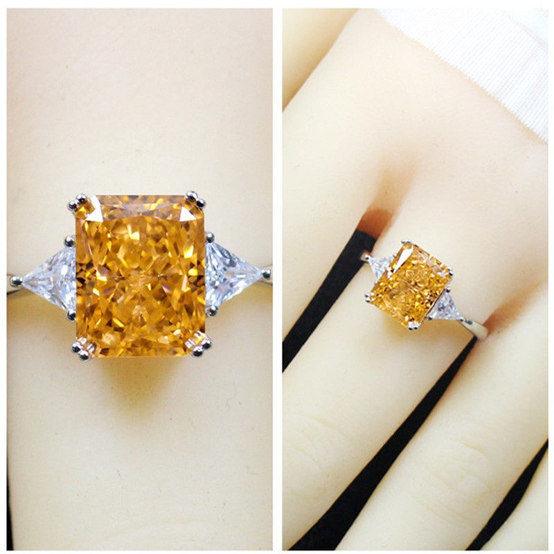 雷迪恩冰花切摩根石帕帕拉恰戒指女沙佛莱925纯银镀白金开口指环