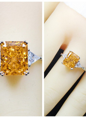 雷迪恩冰花切摩根石帕帕拉恰戒指女沙佛莱925纯银镀白金开口指环