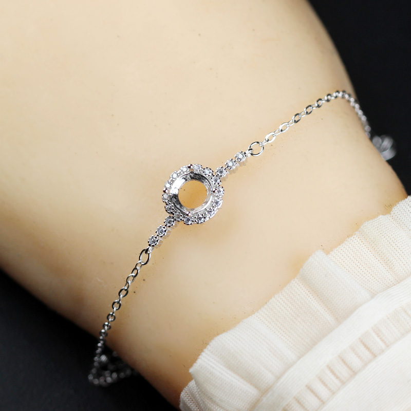 手链空托1克拉莫桑钻宝石925纯银