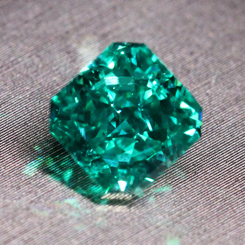 正方形帕拉伊巴碧玺雷迪恩冰花切工蓝绿色宝石裸石戒面2克拉镶嵌