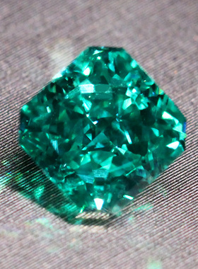 正方形帕拉伊巴碧玺雷迪恩冰花切工蓝绿色宝石裸石戒面2克拉镶嵌