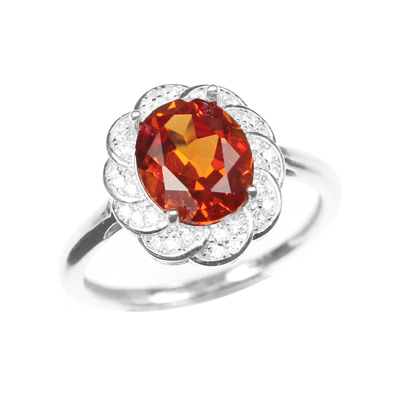 芬达石戒指女ins潮韩版彩色宝石925纯银皇冠不掉色饰品活口可调节