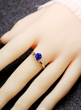 蓝宝石戒指小众生日礼物轻奢活口