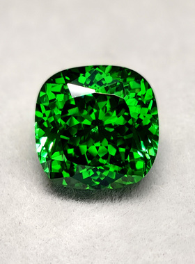 正方高精切沙弗莱裸石培育宝石枕形戒指项链耳饰品镶嵌高级感绿色