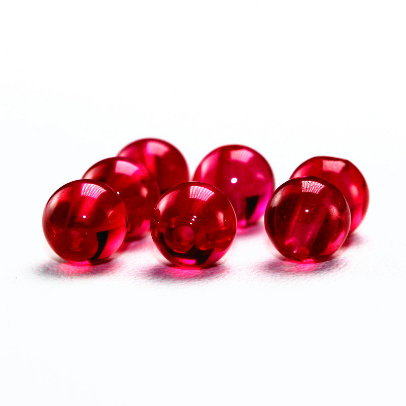 光面圆球红宝石圆珠子打通孔可穿手链吊坠项链裸石散珠串珠算盘珠