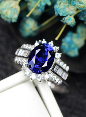 蓝色原创设计风纯银镶嵌活口戒子