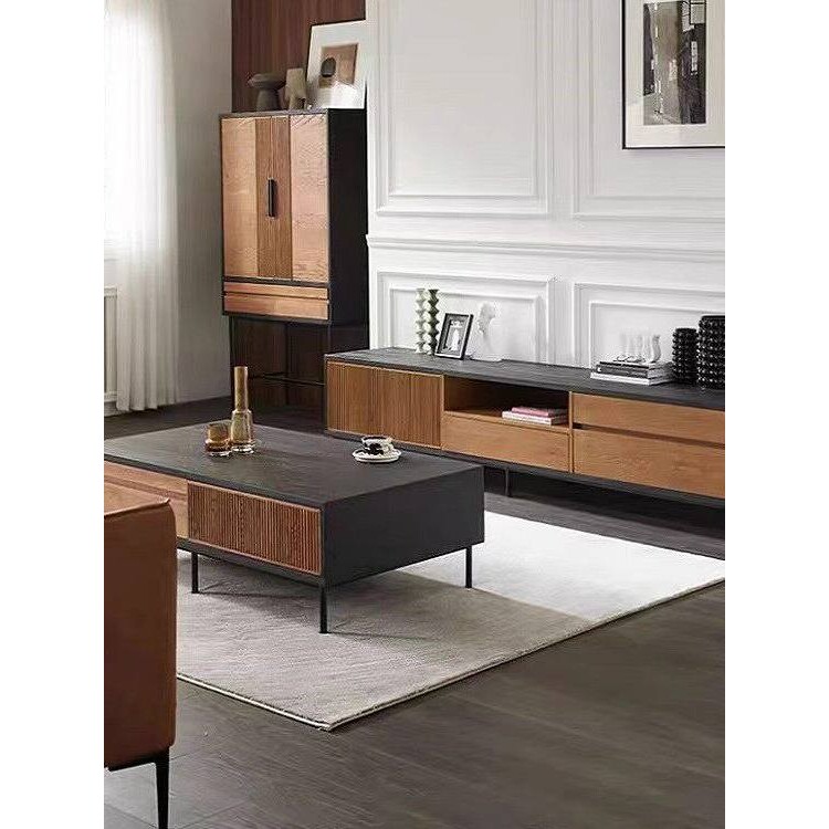 中古北欧北美胡桃木电视柜边柜组合客厅简约实木地柜收纳储物高柜