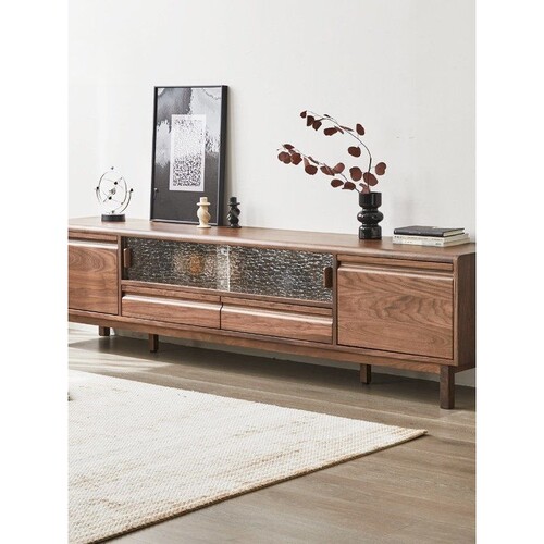 北美黑胡桃木电视柜全实木北欧现代简约电视机柜客厅家用地柜长柜