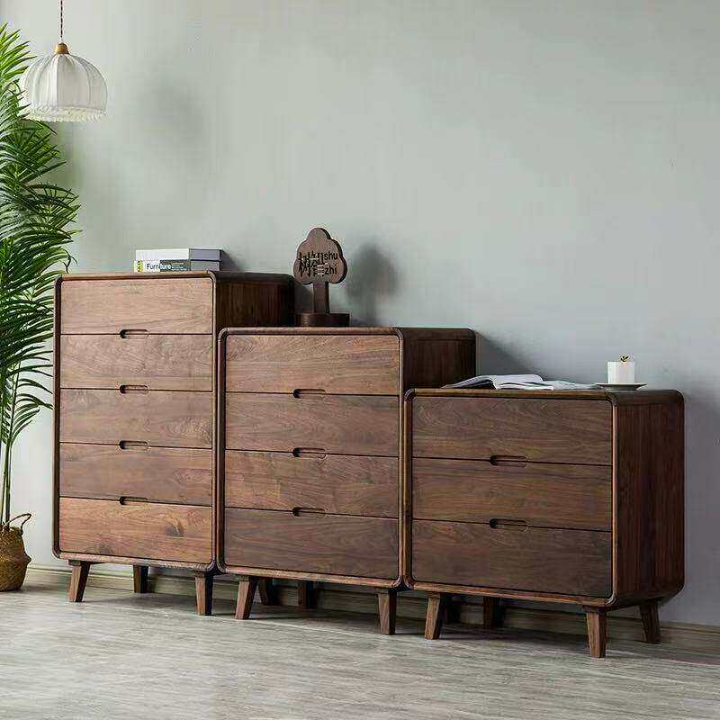 北美黑胡桃木全实木斗柜意式北欧储物柜轻奢卧室三四五抽屉收纳柜